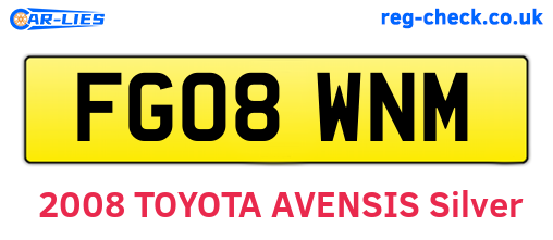 FG08WNM are the vehicle registration plates.
