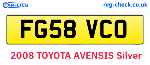 FG58VCO are the vehicle registration plates.