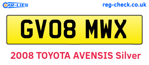 GV08MWX are the vehicle registration plates.