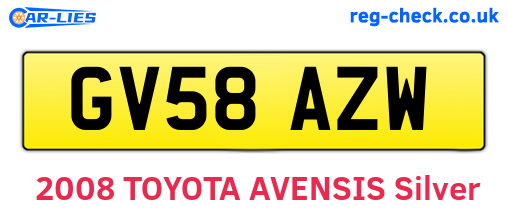 GV58AZW are the vehicle registration plates.