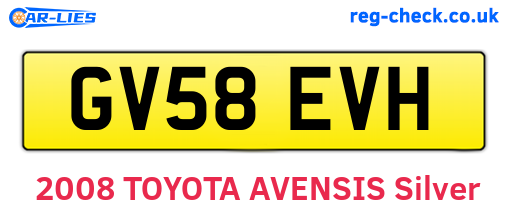 GV58EVH are the vehicle registration plates.