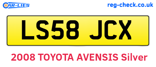 LS58JCX are the vehicle registration plates.