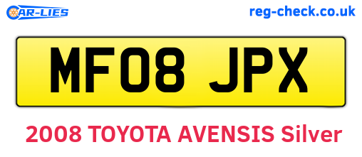 MF08JPX are the vehicle registration plates.