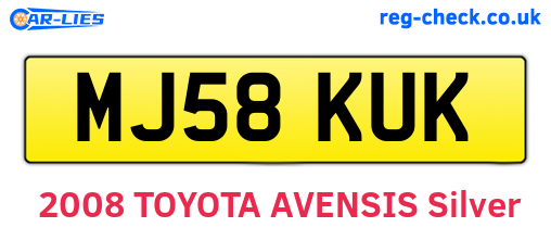 MJ58KUK are the vehicle registration plates.