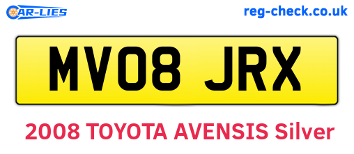 MV08JRX are the vehicle registration plates.