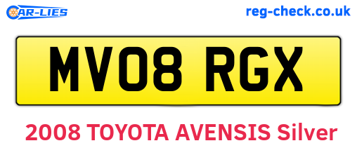 MV08RGX are the vehicle registration plates.