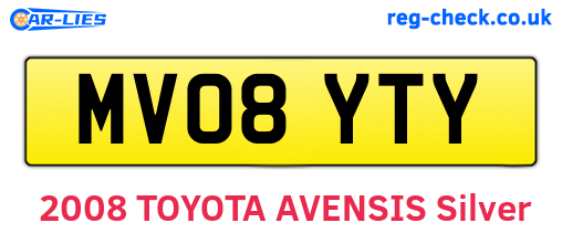 MV08YTY are the vehicle registration plates.