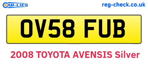 OV58FUB are the vehicle registration plates.