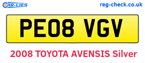 PE08VGV are the vehicle registration plates.