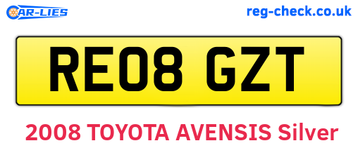 RE08GZT are the vehicle registration plates.