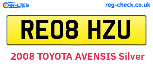 RE08HZU are the vehicle registration plates.