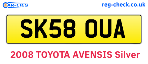 SK58OUA are the vehicle registration plates.