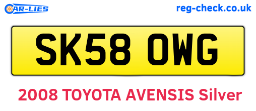 SK58OWG are the vehicle registration plates.