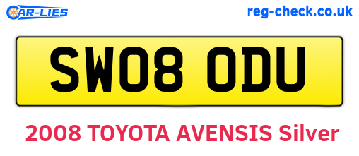 SW08ODU are the vehicle registration plates.