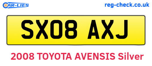 SX08AXJ are the vehicle registration plates.