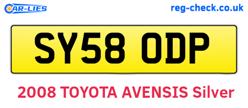 SY58ODP are the vehicle registration plates.