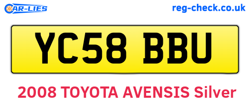 YC58BBU are the vehicle registration plates.