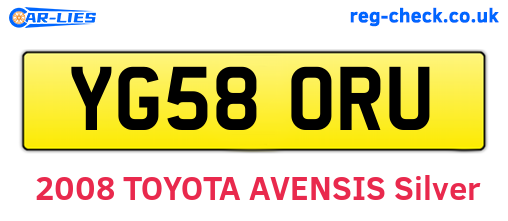 YG58ORU are the vehicle registration plates.