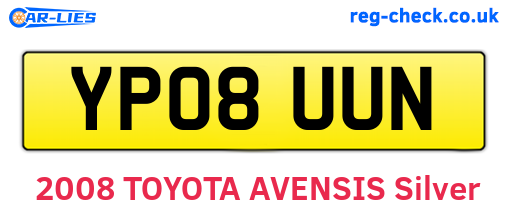 YP08UUN are the vehicle registration plates.