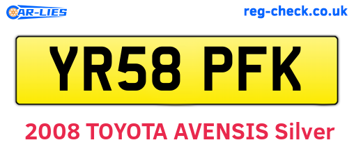 YR58PFK are the vehicle registration plates.