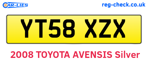 YT58XZX are the vehicle registration plates.