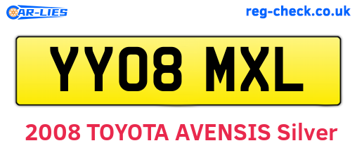 YY08MXL are the vehicle registration plates.