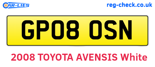GP08OSN are the vehicle registration plates.