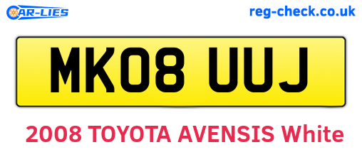 MK08UUJ are the vehicle registration plates.