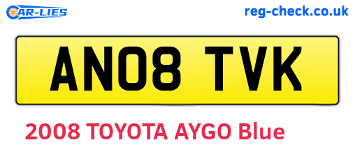 AN08TVK are the vehicle registration plates.