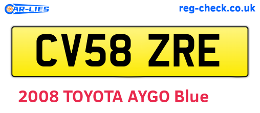 CV58ZRE are the vehicle registration plates.