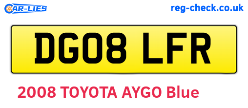 DG08LFR are the vehicle registration plates.