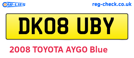 DK08UBY are the vehicle registration plates.