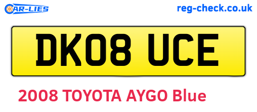 DK08UCE are the vehicle registration plates.