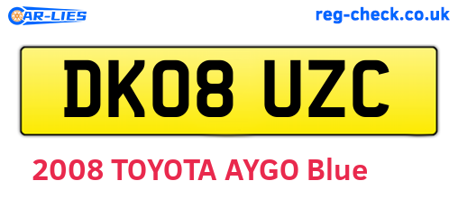 DK08UZC are the vehicle registration plates.