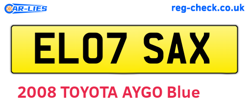 EL07SAX are the vehicle registration plates.