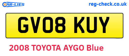 GV08KUY are the vehicle registration plates.
