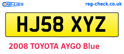 HJ58XYZ are the vehicle registration plates.