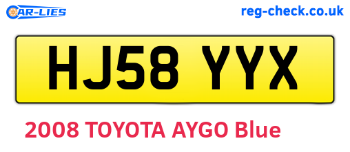 HJ58YYX are the vehicle registration plates.