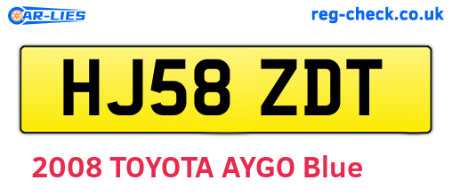 HJ58ZDT are the vehicle registration plates.