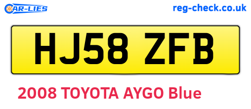 HJ58ZFB are the vehicle registration plates.