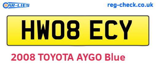HW08ECY are the vehicle registration plates.