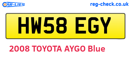 HW58EGY are the vehicle registration plates.