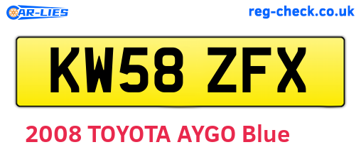 KW58ZFX are the vehicle registration plates.