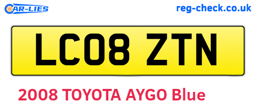 LC08ZTN are the vehicle registration plates.