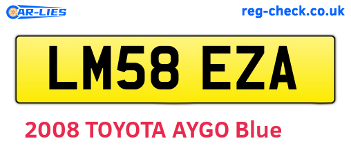 LM58EZA are the vehicle registration plates.