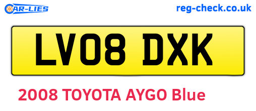LV08DXK are the vehicle registration plates.