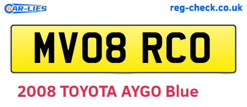 MV08RCO are the vehicle registration plates.
