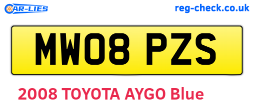 MW08PZS are the vehicle registration plates.