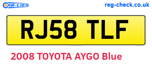 RJ58TLF are the vehicle registration plates.