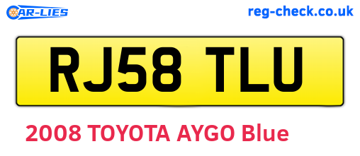 RJ58TLU are the vehicle registration plates.